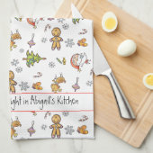 Kute handgetekende tandbrood gebakken brokjes held theedoek (Quarter Fold)