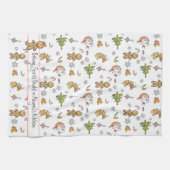 Kute handgetekende tandbrood gebakken brokjes held theedoek (Horizontaal)