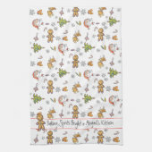 Kute handgetekende tandbrood gebakken brokjes held theedoek (Verticaal)