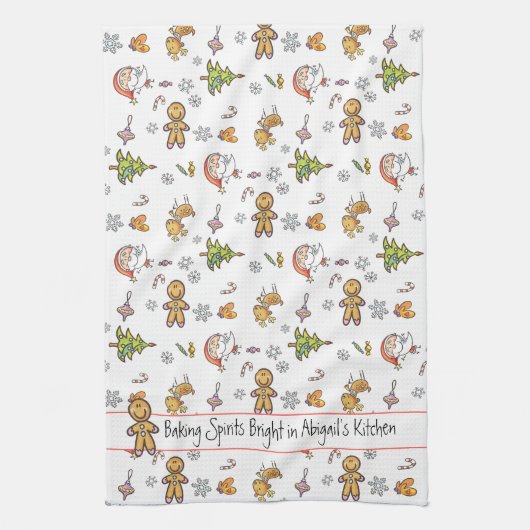 Kute handgetekende tandbrood gebakken brokjes held theedoek (Verticaal)