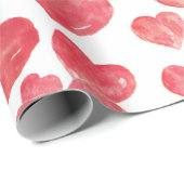 Kute handgetekende Waterverf Red Hearts Cadeaupapier (Rol Hoek)