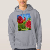 Kute handmatige rode rozen Aangepaste grijze Manne Hoodie (Voorkant)