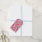 Kute handschilderroze bloemen elegant wit ontwerp cadeaulabel (Met Touw)