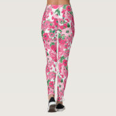 Kute handschilderroze bloemen elegant wit ontwerp leggings (Achterkant)