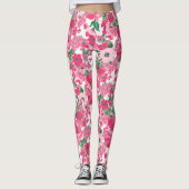 Kute handschilderroze bloemen elegant wit ontwerp leggings (Voorkant)