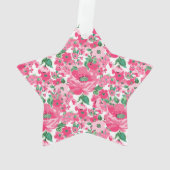 Kute handschilderroze bloemen elegant wit ontwerp ornament (achterkant)