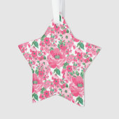 Kute handschilderroze bloemen elegant wit ontwerp ornament (voorkant)