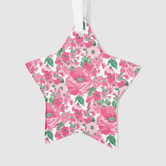 Kute handschilderroze bloemen elegant wit ontwerp ornament (voorkant)