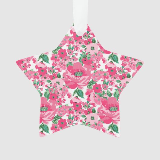 Kute handschilderroze bloemen elegant wit ontwerp ornament (voorkant)