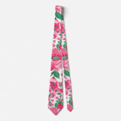 Kute handschilderroze bloemen elegant wit ontwerp stropdas (Voorkant)