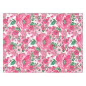 Kute handschilderroze bloemen elegant wit ontwerp tafelkleed (Voorkant (Horizontaal))