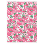 Kute handschilderroze bloemen elegant wit ontwerp tafelkleed (Voorkant)