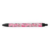 Kute handschilderroze bloemen elegant wit ontwerp zwarte inkt pen (Voorkant)