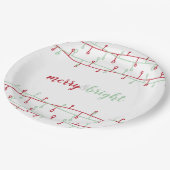 Kute handtekeningen rood en groen kerstlicht papieren bordje (Gekanteld)