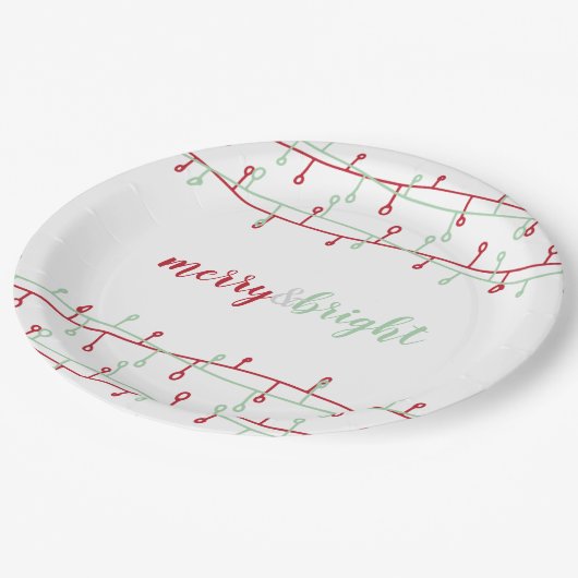 Kute handtekeningen rood en groen kerstlicht papieren bordje (Gekanteld)