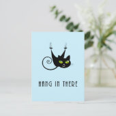 Kute Hang daar de zwarte kat groene ogen Briefkaart (Staand voorkant)