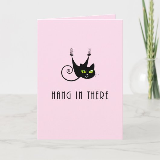 Kute Hang daar de zwarte kat groene ogen Kaart (Voorkant)
