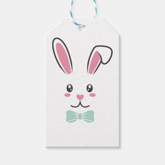 Kute hansome paashaas krijgt geluk bij pasta cadeaulabel (Voorkant)