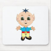 Kute happy baby elf in blauwe en gele kleren muismat (Voorkant)