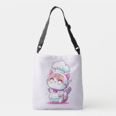 Kute Happy Baker Pastry Chef Cat Kitten | Crossbody Tas (Achterkant)