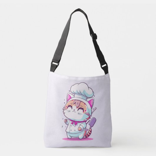 Kute Happy Baker Pastry Chef Cat Kitten | Crossbody Tas (Voorkant)