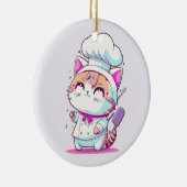 Kute Happy Baker Pastry Chef Cat Kitten | Keramisch Ornament (Rechts)