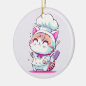 Kute Happy Baker Pastry Chef Cat Kitten | Keramisch Ornament (Links)