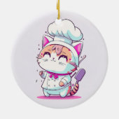 Kute Happy Baker Pastry Chef Cat Kitten | Keramisch Ornament (Achterkant)