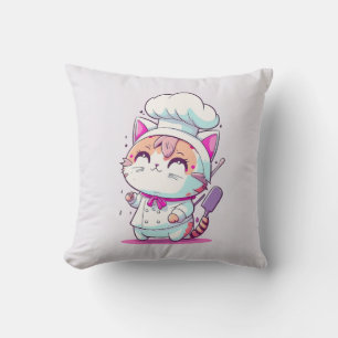 Kute Happy Baker Pastry Chef Cat Kitten Kussen
