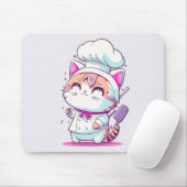 Kute Happy Baker Pastry Chef Cat Kitten | Muismat (Met muis)