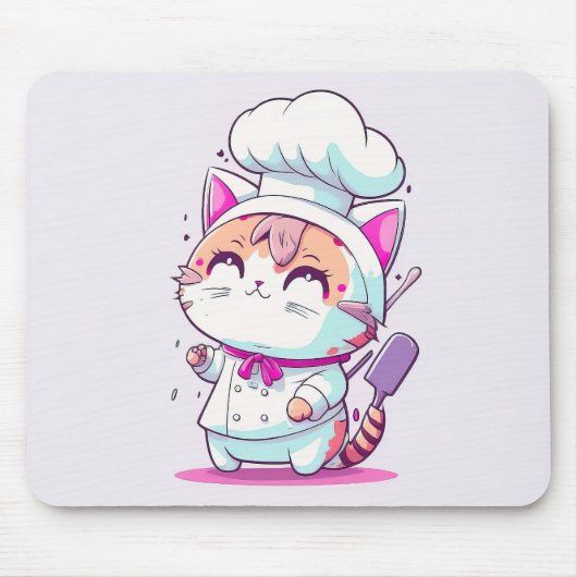 Kute Happy Baker Pastry Chef Cat Kitten | Muismat (Voorkant)