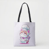 Kute Happy Baker Pastry Chef Cat Kitten | Tote Bag (Voorkant)