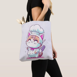 Kute Happy Baker Pastry Chef Cat Kitten   Tote Bag
