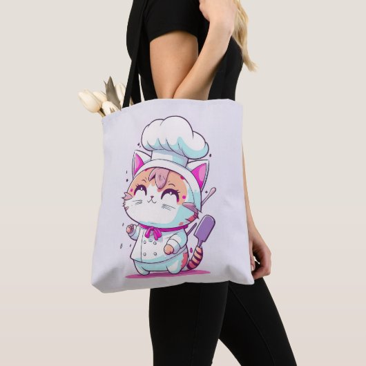Kute Happy Baker Pastry Chef Cat Kitten | Tote Bag (Dichtbij)