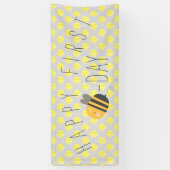Kute Happy bee Day First Birthday Banner (Verticaal)