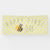 Kute Happy bee Day First Birthday Banner (Horizontaal)