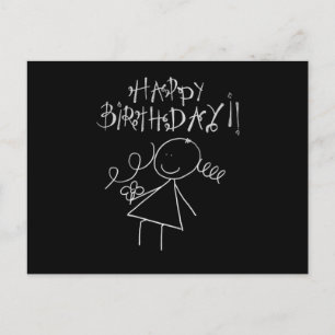 Kute Happy Birthday-kaart, zwart met witte grafisc Briefkaart