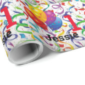 Kute Happy Birthday Kind Persoonlijke naam en leef Cadeaupapier (Rol Hoek)