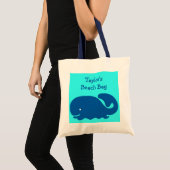 Kute Happy Blue Whale Beach Bag Kinder Naam Tote Bag (Voorkant (product))