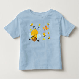 Kute Happy Bumble Bee met Flowers Blue Kinder Shirts