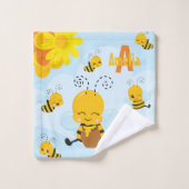 Kute Happy Bumble Bee met Flowers Little Kind Bad Handdoek (Wasdoekje)