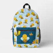 Kute Happy Bumble Bee met Flowers Little Kind Bedrukte Rugzak (Voorkant)