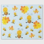 Kute Happy Bumble Bee met Flowers Little Kind Cadeaupapier (Vlak)