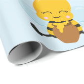 Kute Happy Bumble Bee met Flowers Little Kind Cadeaupapier (Rol Hoek)