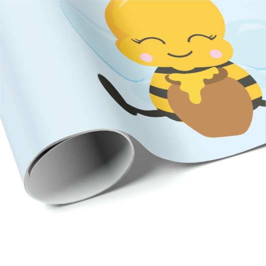Kute Happy Bumble Bee met Flowers Little Kind Cadeaupapier (Rol Hoek)
