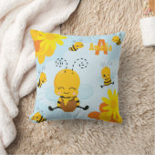 Kute Happy Bumble Bee met Flowers Little Kind Kussen (Deken)