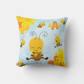 Kute Happy Bumble Bee met Flowers Little Kind Kussen (Voorkant)
