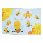 Kute Happy Bumble Bee met Flowers Little Kind Kussensloop (Achterkant)