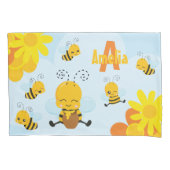 Kute Happy Bumble Bee met Flowers Little Kind Kussensloop (Voorkant)