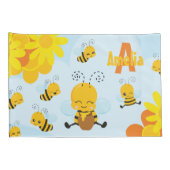 Kute Happy Bumble Bee met Flowers Little Kind Kussensloop (Achterkant-Rechts)